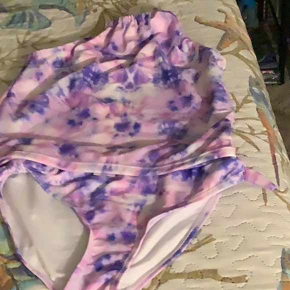 Pink Flamingo tankini tied dyed purple Lg 10/12 great for boating pool b… - Picture 2 of 14